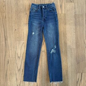 Vanilla Star Women’s Blue Distressed High Rise Button Fly Skinny Jeans Size 0/24
